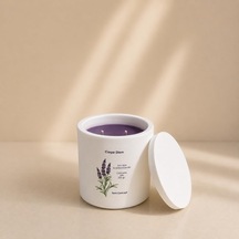 Dekoratif Lavanta Kokulu Beyaz Renkli Saksılı Ve Kapaklı Soya Mum Diğer