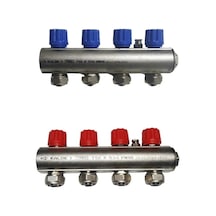 Kalde 1" Kendinden Vanalı Kollektör Set (Mavi-Kırmızı)