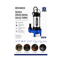 V370df Bıçaklı Rögar Drenaj Dalgıç Pompa 0.50 Hp 175 L/dak Paslanmaz Kirli Su Foseptik Tahliy