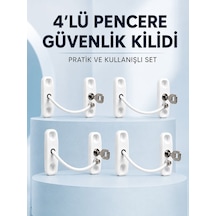 Pencere Ve Kapılar İçin Anahtarlı Güvenlik Kilidi 4 Lü Set