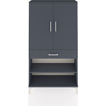Arges Dolap 4 Raflı Tek Çekmeceli 2 Kapaklı 88x30x163 Antrasit-antrasit Antrasit