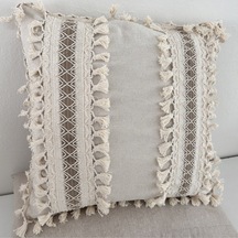 Dnc Home Tekstil Ndchome Kalın Dantel Ponponlu Krem Kırlent Kırlent Kılıfı 43 X 43