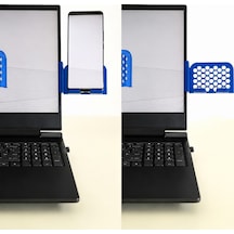 3d Baskı Monitor Telefon Tutucu - Petek Desenli Laptop Kenar Telefon Tutucu-mavi