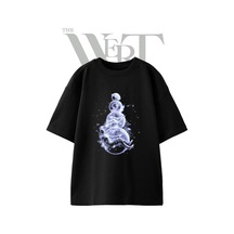 Thewert Eterik Insan Kureler Tasarım Baskılı Ünisex Siyah Oversize T-shirt