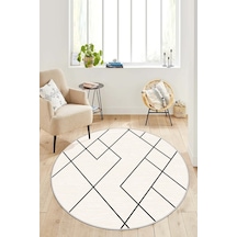 West Home Dijital Baskı Yıkanabilir Kaymaz Taban Bej Yuvarlak Salon Halısı Mutfak Halısı Yolluk Wh 533 Beige Yuvarlak