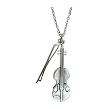Keman Ve Keman Yayı Temalı Kolye Unisex - Müzik Aksesuarı 60 Cm Zincir Çok renkli
