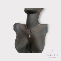 Çiçek Detaylı Oval Kolye - Altın Altın