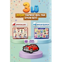 Eğitici Öğterici Ve Eğlenceli 3'lü Ahşap Yapboz Hikayeli Yapboz Ve Bul-tak Beceri Oyun Takımı