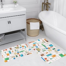 Rovigo Home Baskılı Kaymaz Taban 2 Li Banyo Paspas Takım Rvg5083-100X60-60X50 Çok Renkli