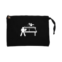 Ping Pong Table Tennis Round Siyah Clutch Cüzdan / El Çantası Siyah