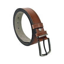 Süzer Deri Kahverengi Suni Deri 4 Cm. Genişlik Sarı Dikişli Düz Model Spor Erkek Kemer // 9011-1 Kahverengi