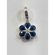 Mavi Papatya Charm Gümüş