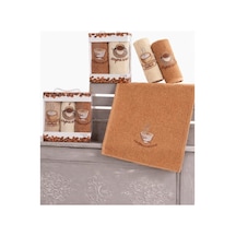 Nakışlı 3'lü Mutfak Ve El & Yüz Havlu Seti 30x50 Cm Coffee, Nakıslımutfak 4 Renk