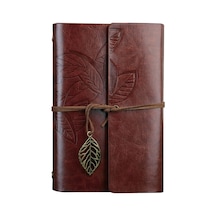 Retro Vintage Yapraklı Not Defteri, Klasik Pu Deri Kapak, Seyahat Defteri, Travel Journal, Günl