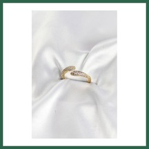 Bezos Zirkon Taşlı Gold Renk Pirinç Yüzük Bzs01