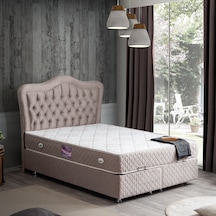 Setaymobilya Baza, Camelli Çift Kişilik Gri Baza + Başlık + Deluxe Yatak
