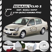 Renault Clio 2 Oto Araç Kapı Koruma Fitili 5 Metre Parlak Beyaz Renk