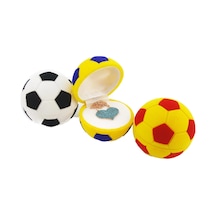925 Ayar Gümüş Zirkon Taşlı Kadife Futbol Topu Kutusunda Kalpli Kolye Gümüş