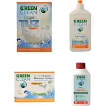 U Green Clean Bitkisel Bulaşık Makinesi Deterjanı 30 Tablet + Parlatıcı 500 ML + Tuz 1500 G + Makine Temizleyici 250 ML