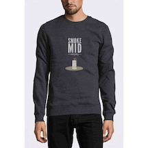 Cs Go Smoke Counter Strike Baskılı Antrasit Erkek Örme Sweatshirt