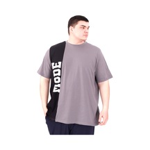Mode Xl Büyük Beden Erkek T-shirt Parçalı U25501 Füme Füme
