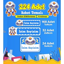 Robot Temalı Okul Kreş Kişiye Özel İsim Etiket Seti - Model 432 Çok Renkli