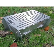 41x25 Cm Portatif Katlanabilir Mangal, Pratik Kullanım Açık Gri