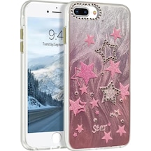 Newface Apple iPhone Uyumlu 7 Plus Kılıf Blade Aynalı Desenli Kapak - Desen 7 Pembe
