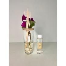 MASİF AHŞAP KAPAKLI DEKORLI FİTİLLİ CAM DARK AMBER ODA KOKUSU