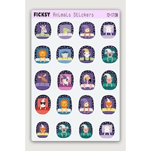 Sevimli Hayvanlar Sticker Seti - 20 Adet Etiket Çıkartma Diğer