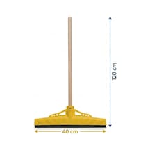 Mulpex Kauçuk Zemin Çekçeği 40 Cm Sarı + 120 Cm Ahşap Saplı Endüstriyel Temizlik Seti