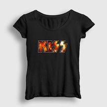Presmono Kadın Concert Kiss T-shirt Siyah