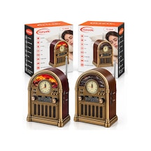 Saatli - İbreli Şömineli Radyo - Retro Am - Fm - Sw Usb - Type-c Sarjlı Bt - Tf - Usb Speaker Yg-604