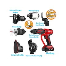 Rodex RPX2708F Şarjlı Akülü Matkap Çok Amaçlı 7 Değişebilir Başlıklı Matkap Vidalama 8 Parça