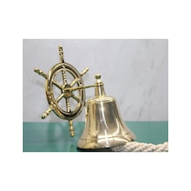 1 Adet Dümenli Pirinç Duvara Asmalı Çan Duvar Askılı Kapı Çanı, Wall Bell, Door Bell, Model 4141