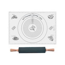 Beyaz Silikon Hamur Açma Matı 45x65 Cm + Beyaz Silikon Merdane 42 Cm Kaymaz Yapışmaz Hamur Seti Diğer