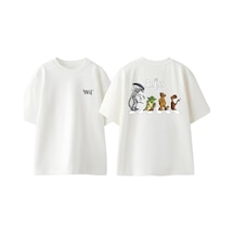 Thewert The Alıens Tasarım Sırt Baskılı Pamuk Beyaz Oversize T-shirt