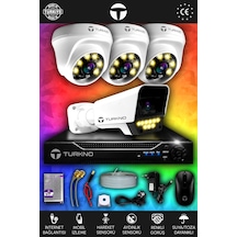 Turkno 4 Kameralı Supia 3 İç Kamera Set HDD'siz 5 MP 2K Net Renkli Gece Görüşlü Güvenlik Kamerası Sistemi