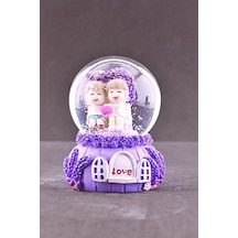 Sevgiliye Aşkımsın Temalı Mini Boy Lila Kar Küresi 6,5 Cm Boy (554283594)