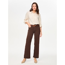 Faik Sönmez Wide Leg Fit Likralı Jean Pantolon S26jpn015 Us26jpn01583 Koyu Kahve