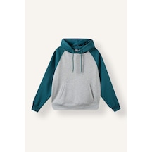 Defacto Oversize Kapüşonlu Reglan Kollu Kanguru Cepli Kalın Basic Sweatshirt I3832ax26wngn756 Yeşil-gn756