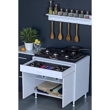 Eliusta Yankı 56 Cm Derinlik 80 Cm Genişlikte Dolap Baharat Raflı Set Üstü Ocak Uyumlu 80x88x56 Cm Dolap Beyaz