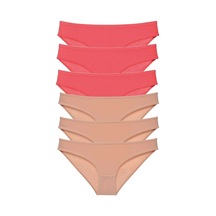 6 Adet Süper Eko Set Likralı Kadın Slip Külot Fuşya Ten Çok Renkli