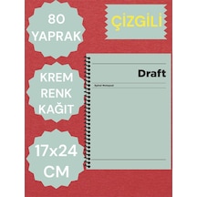 Çizgili 17x24 Cm Sert Kapak Not Defteri Krem Renk Kağıt 80 Yaprak Yeşil