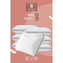 Eve Tekstil 8 Adet Klimax Serisi Kılıflı Fermuarlı Klimali Antialerjik Silikon Elyaf Yastık 50x70cm 900 Gr Beyaz