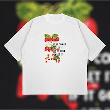 Tarzsokak If It Comes Let It Oversize Unisex Pamuklu Nefes Alan Kalın Kumaşlı Beyaz