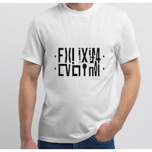 Flood Of Style Erkek Beyaz Eviliyim Yazılı Katlamalı Oversize T-shirt