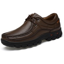 Yeni Erkek Hakiki Deri Bağcıksız Düşük Bilekli Ayakkabı- Koyu Kahverengi