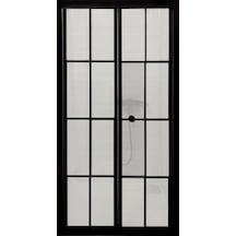 Durul Duşakabin Ön Cephe Katlanır Akordiyon Komple Buzlu Folyo Siyah Çizgi Yükseklik 190cm Şeffaf