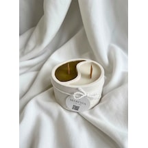 El Yapımı Dekoratif Mum Yin Yang Tasarım Beyaz - Kahverengi
